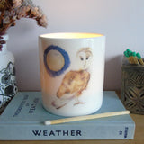 Barn Owl and Moon bone china candle holder