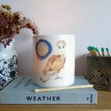 Barn Owl and Moon bone china candle holder
