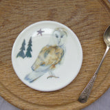 SECONDS Barn owl bone china coaster