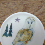 SECONDS Barn owl bone china coaster