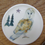SECONDS Barn owl bone china coaster