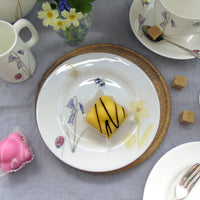 Bee and spring flowers fine bone china cake plate
