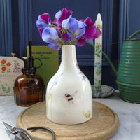 Spring Flowers and Bee Ceramic Bud Vase