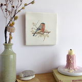 bullfinch and blossom wall art tile