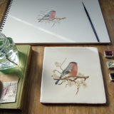 bird on branch ceramic handmade tile