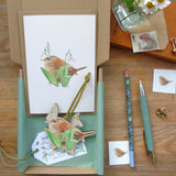 card and wooden bird decoration post-able thinking of you gift