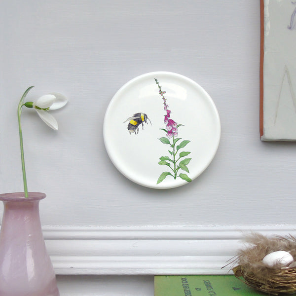 Foxglove and bee mini wall plate