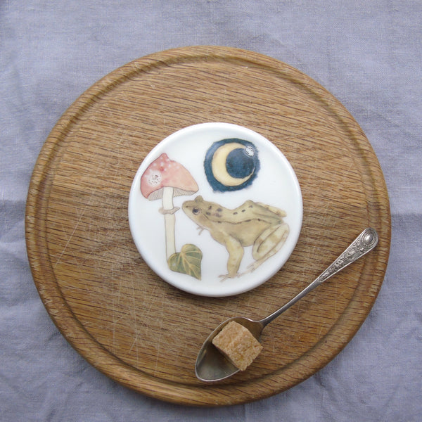 SECONDS Frog and moon bone china coaster