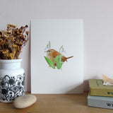 Wren and snowdrops A5 Giclée Fine Art Print