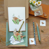 wren card and wooden decoration letterbox gift