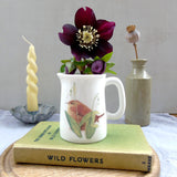 Wren and Snowdrops bone china mini cream jug