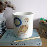 Barn Owl and Moon bone china candle holder