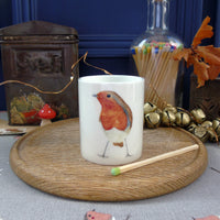 Robin bone china candle holder
