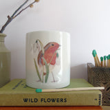 robin and snowdrop candle holder