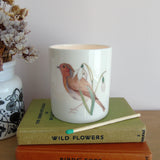 Robin and snowdrop bone china candle holder