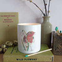 Robin bone china candle holder