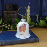 Robin Fine Bone China Bell Christmas Decoration