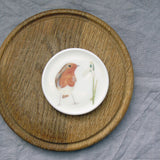 SECONDS Robin and snowdrop bone china coaster