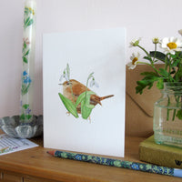 Wren and Snowdrops Card