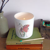 robin and snowdrops tealight candle holder