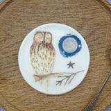 SECONDS Tawny owl and moon bone china coaster
