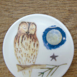 SECONDS Tawny owl and moon bone china coaster