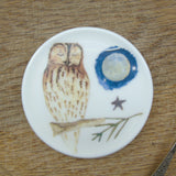SECONDS Tawny owl and moon bone china coaster