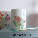 Wren and Snowdrops bone china candle holder