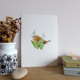 Wren and snowdrops A5 Giclée Fine Art Print