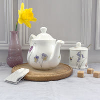 one person bone china bee and spring flowers teapot