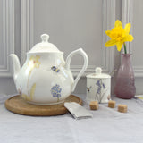Four Cup Bone China Bee and spring flowers Teapot