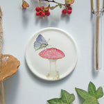 Fly agaric toadstool and butterfly mini wall plate