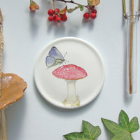 Fly agaric toadstool and butterfly mini wall plate