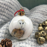 Barn owl Bone china Christmas bauble