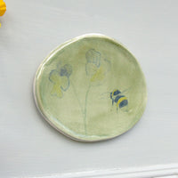 Bee and Violas ceramic wall plate