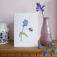 Forget me not and bee greetings card