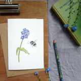 Forget me not and bee greetings card