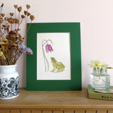 Frog and Fritillary A5 Giclée Fine Art Print