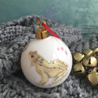 Frog Bone china Christmas bauble