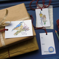 Christmas Bird Gift Tags Set of six