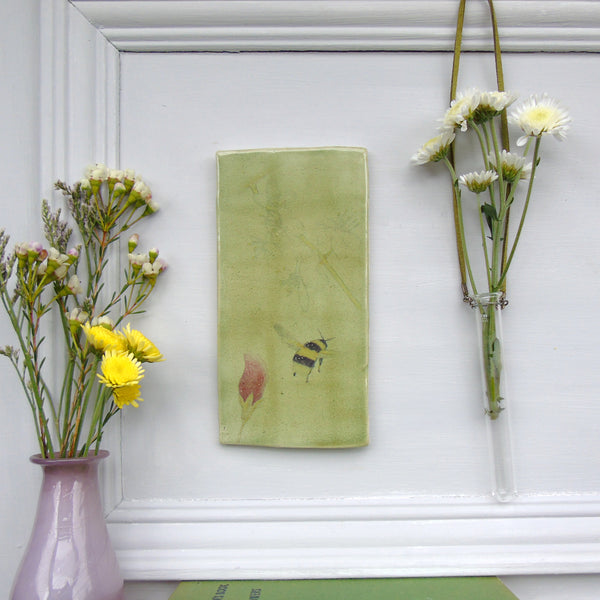 Handmade Bee, Blossom and Sweet pea Wall art tile
