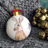 Hare Bone china Christmas bauble