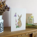 Hare and bell heather greetings card
