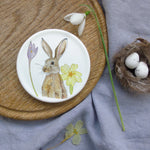 Brown hare and crocus coaster