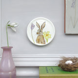 Brown hare and crocus mini wall plate