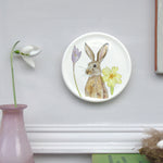 Brown hare and crocus mini wall plate