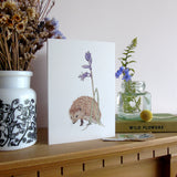 Hedgehog and bluebell greetings card