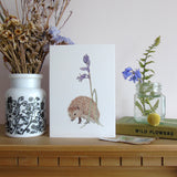 Hedgehog and bluebell greetings card