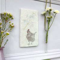 Handmade Hen and Blossom Wall art tile