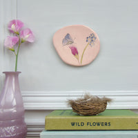 handmade ceramic pink butterfly plaque